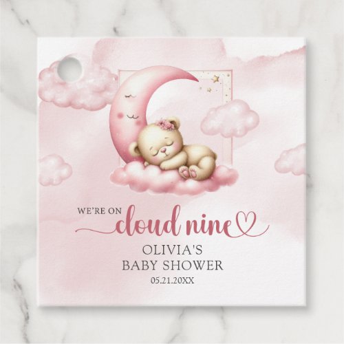 On Cloud 9 cute Pink Girl Baby Shower favor tags