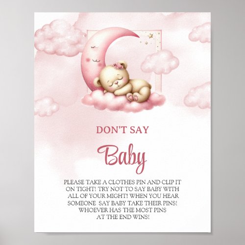 On Cloud 9 cute Pink Girl dont say baby game sign