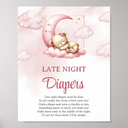 On Cloud 9 cute Pink Late Night Diapers game sign