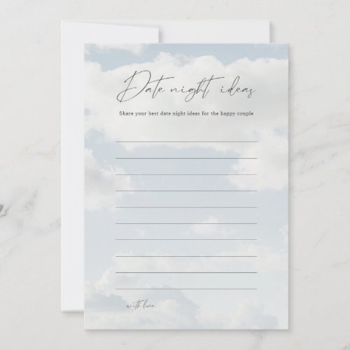 On Cloud 9 Date Night Ideas Invitation