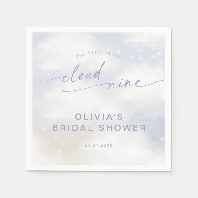 On Cloud 9 Dreamy Clouds Bridal Shower  Napkins (Front)