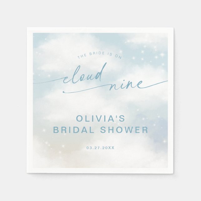 On Cloud 9 Dreamy Clouds Bridal Shower  Napkins (Front)