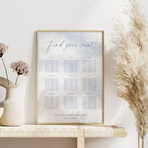 On Cloud 9 Dusty Blue Seating Chart Poster