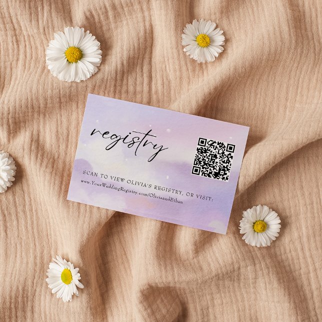 On Cloud 9 Elegant Calligraphy QR Code Registry Enclosure Card (Creator Uploaded)
