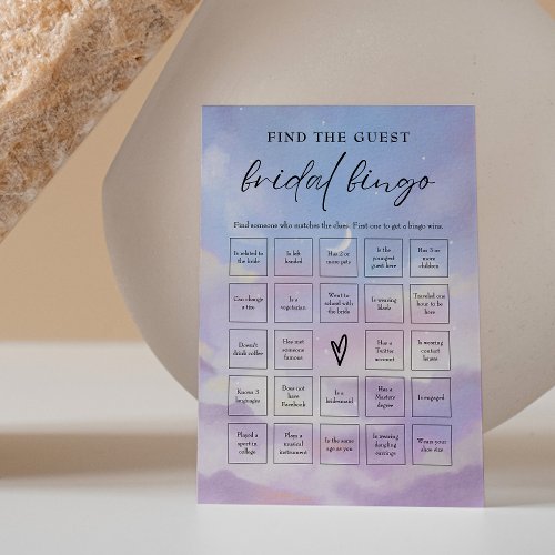 On Cloud 9 Find the Guest Bridal Shower Bingo Game Invitation
