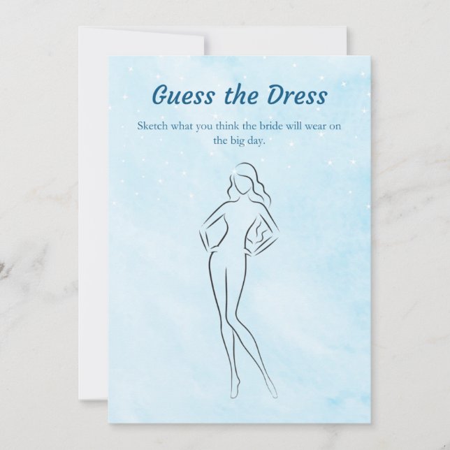 On Cloud 9 Guess the Dress Bridal Shower Game Card (Front)