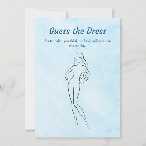 On Cloud 9 Guess the Dress Bridal Shower Game Card