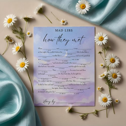 On Cloud 9 How They Met Bridal Libs Game Invitation