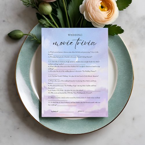 On Cloud 9 Movie Trivia Bridal Shower Game Card