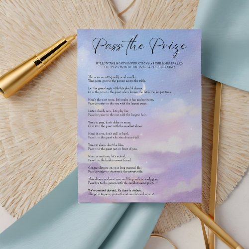 On Cloud 9 Pass the Prize Bridal Shower Game Card
