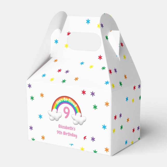 On Cloud 9! Rainbow Birthday Favor Boxes (Front Side)