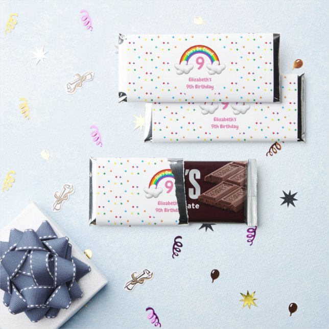 On Cloud 9! Rainbow Birthday Hershey Bar Favors (Front)