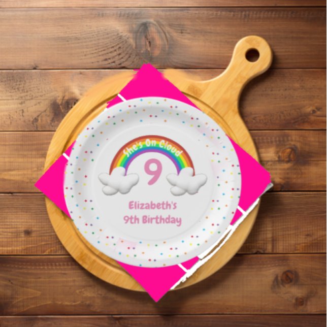 On Cloud 9! Rainbow Birthday Paper Plates (Creator Uploaded)