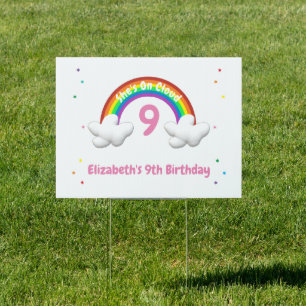 On Cloud 9! Rainbow Birthday Sign