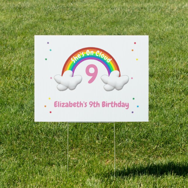 On Cloud 9! Rainbow Birthday Sign (Insitu)