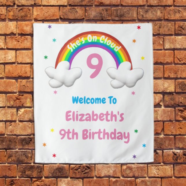 On Cloud 9! Rainbow Birthday Tapestry (Creator Uploaded)