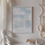 On Cloud 9 Vibrant Blue Seating Chart Poster<br><div class="desc">Cloud 9 themed seating chart poster.</div>