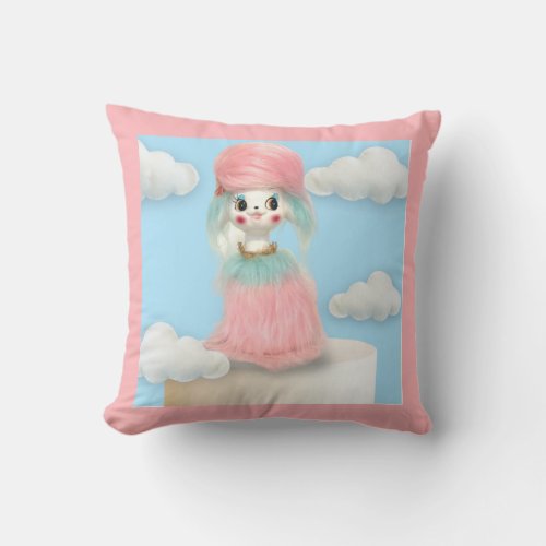 On Cloud 9 Vintage Mid_Century Pink Poodle Pillow