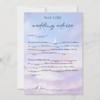 On Cloud 9 Wedding Advice Bridal Libs Game