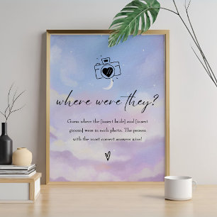 On Cloud 9 Where Were They Bridal Shower Game Sign