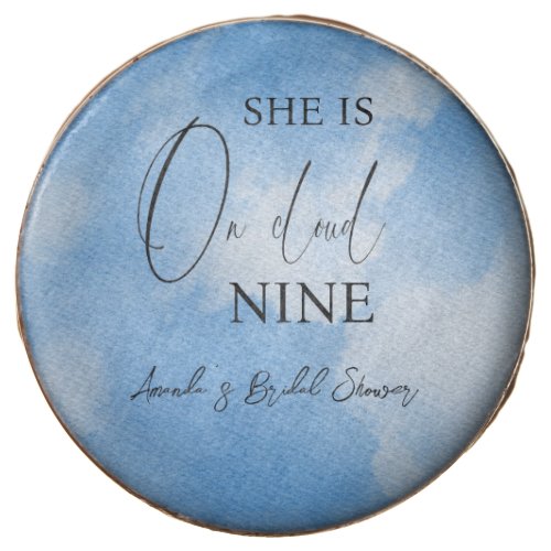 On Cloud Nine 9 Calligraphy Blue Bridal Shower Chocolate Covered Oreo