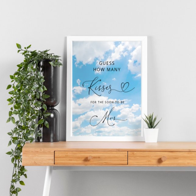 On Cloud Nine 9 How Many Kisses Bridal Shower Game Poster (Creator Uploaded)