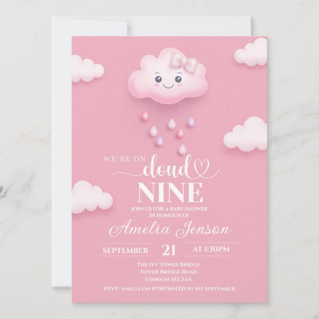On Cloud Nine Baby Shower Invitations (Front)