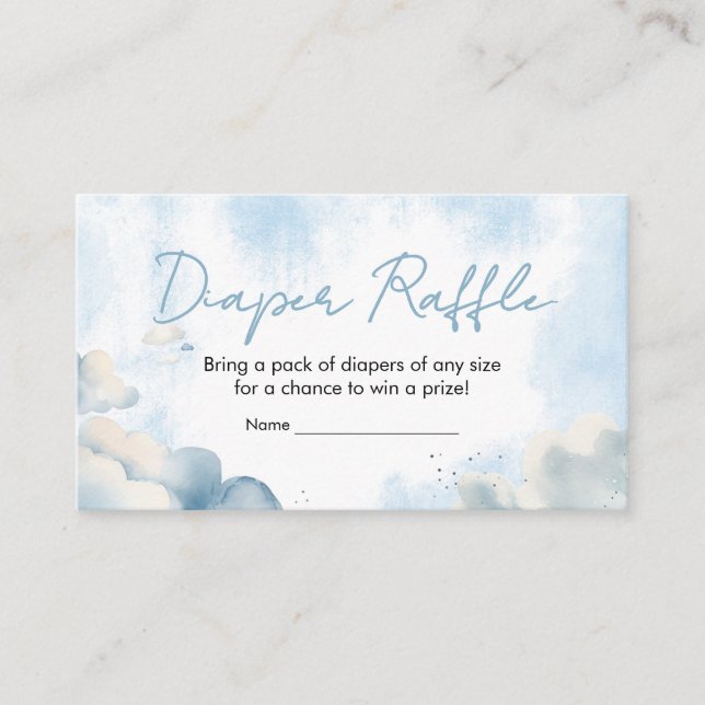 On Cloud Nine Baby Shower Party Diaper Raffle Enclosure Card (Front)