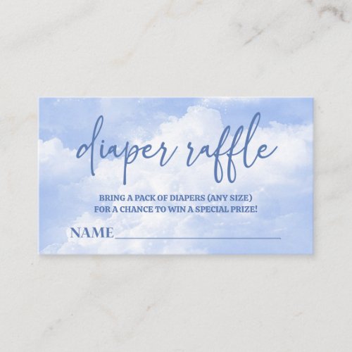 On Cloud Nine Blue Baby Shower Diaper Raffle Enclosure Card