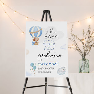 On Cloud Nine Blue Baby Shower Foam Board Sign