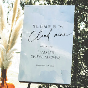 On Cloud Nine Blue Bridal Shower Welcome Sign