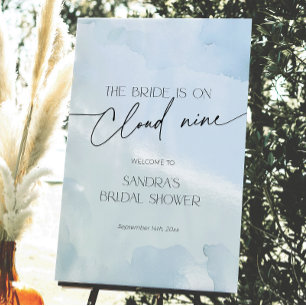 On Cloud Nine Blue Bridal Shower Welcome Sign