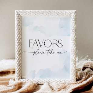 On Cloud Nine Bridal Shower Dusty Blue Favors Pedestal Sign