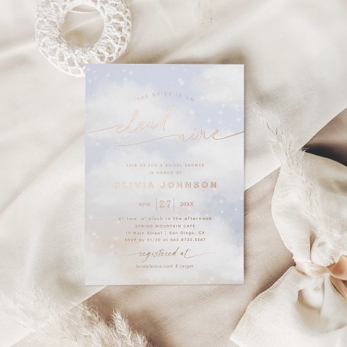 On Cloud Nine Bridal Shower Foil Invitation