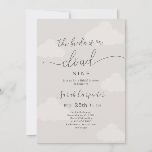 On Cloud Nine Bridal Shower Invitation (Front)