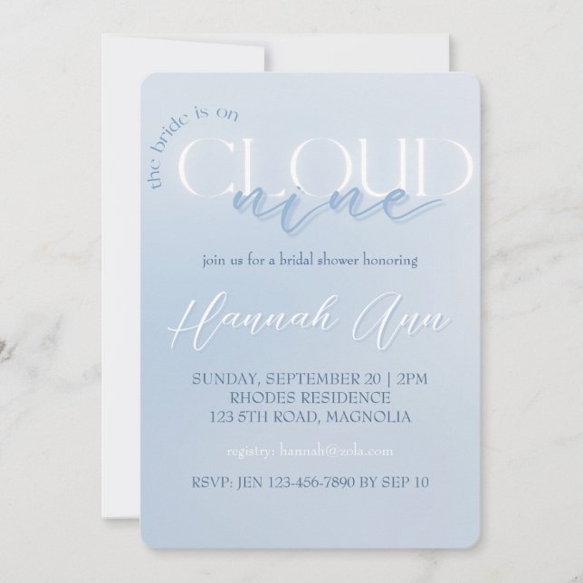 On Cloud Nine Bridal Shower Invitation (Front)