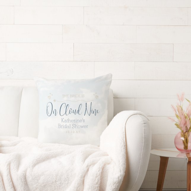 On Cloud Nine Chic Elegant Bridal Shower Party Throw Pillow (Couch)