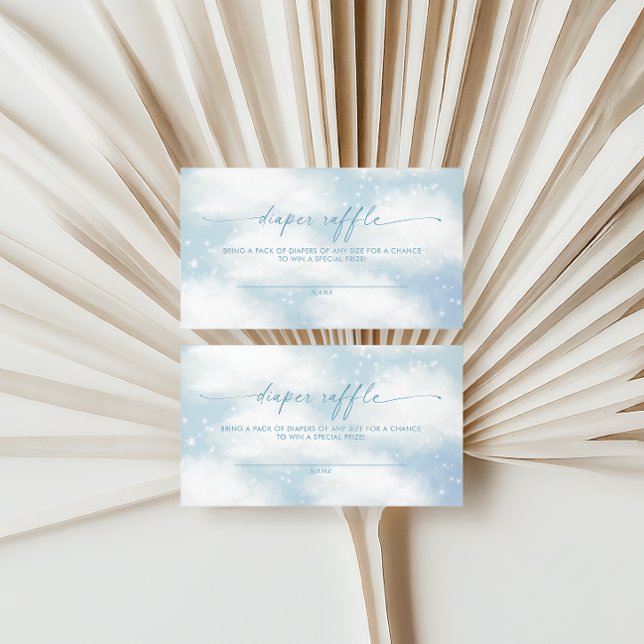 On Cloud Nine Dreamy Clouds Blue Diaper raffle Enclosure Card (Creator Uploaded)