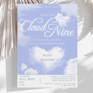 On Cloud Nine Dreamy Heart Clouds Bridal Shower Invitation