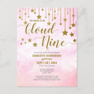 On Cloud Nine Dreamy Pastel Pink Bridal Shower Postcard