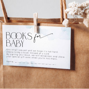 On Cloud Nine Dusty Blue Books for Baby Shower Enclosure Card