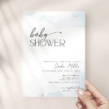 On Cloud Nine Dusty Blue Watercolor Baby Shower