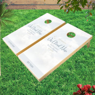 On Cloud Nine Elegant Blue Bridal Shower Party Cornhole Set