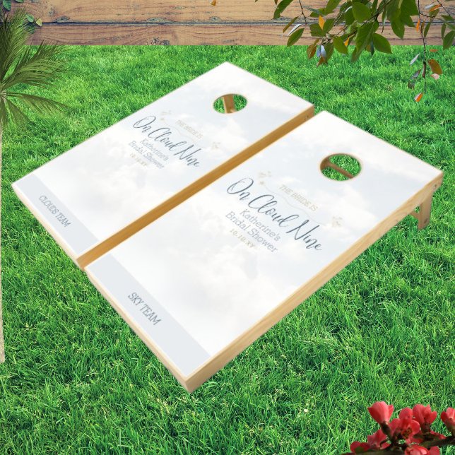 On Cloud Nine Elegant Blue Bridal Shower Party Cornhole Set (Creator Uploaded)