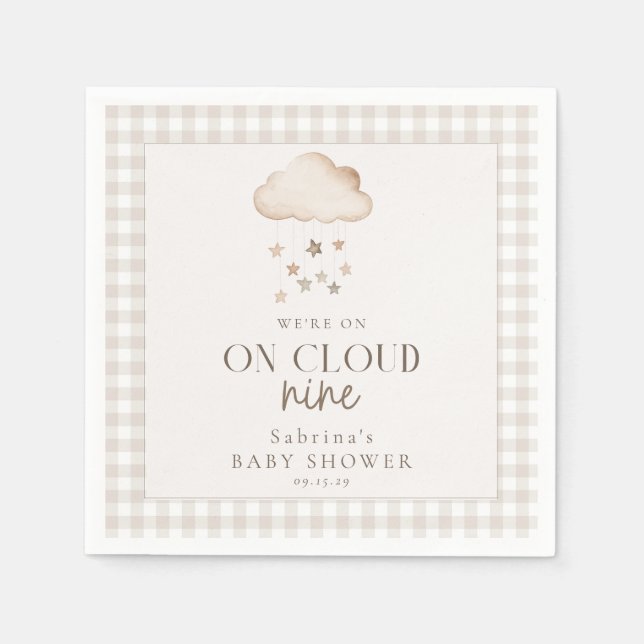 On Cloud Nine Gender Neutral Baby Shower  Napkins (Front)