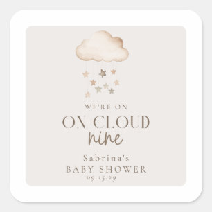 On Cloud Nine Gender Neutral Baby Shower  Square Sticker