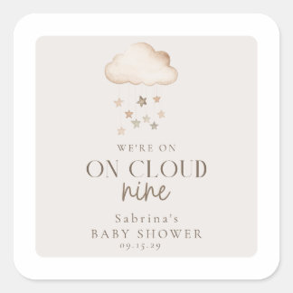 On Cloud Nine Gender Neutral Baby Shower Square Sticker