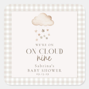 On Cloud Nine Gender Neutral Baby Shower  Square Sticker