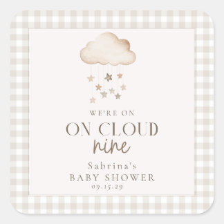 On Cloud Nine Gender Neutral Baby Shower Square Sticker