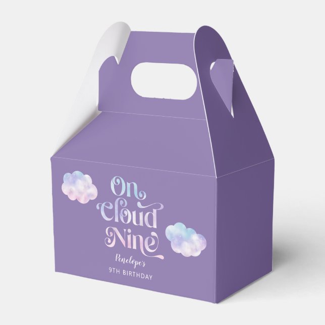 On Cloud Nine Girl 9th Birthday Party Favor Boxes (Front Side)